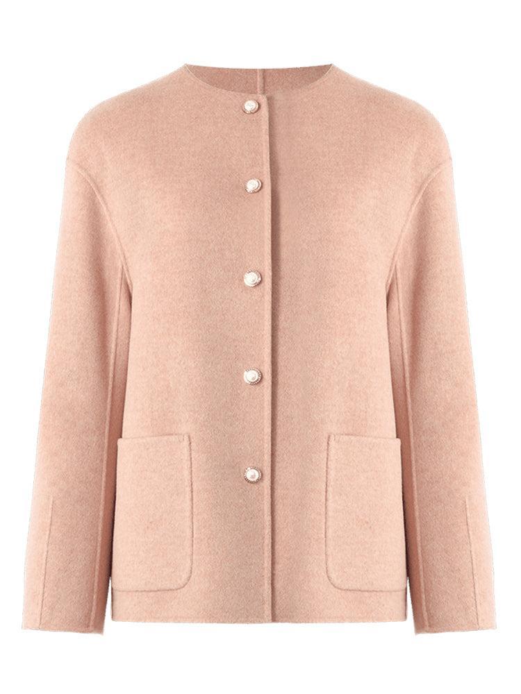 Pure Double-Faced Wool Round Neck Women Jacket Product Image