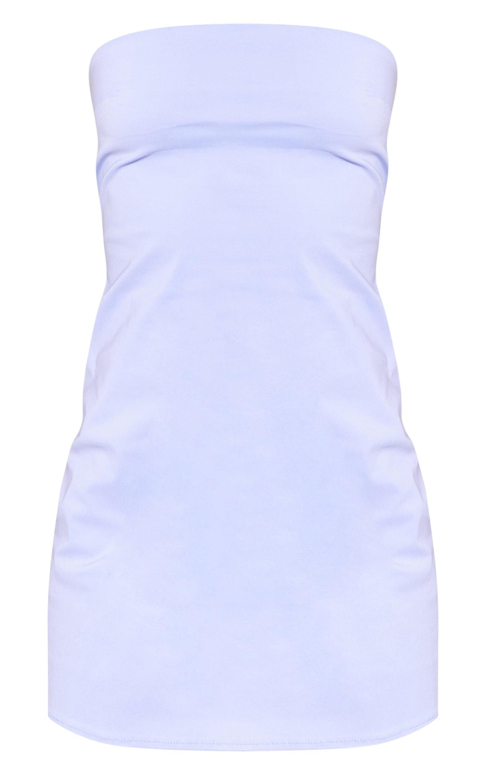 Light Blue Woven Bow Back Bandeau Bodycon Dress Product Image