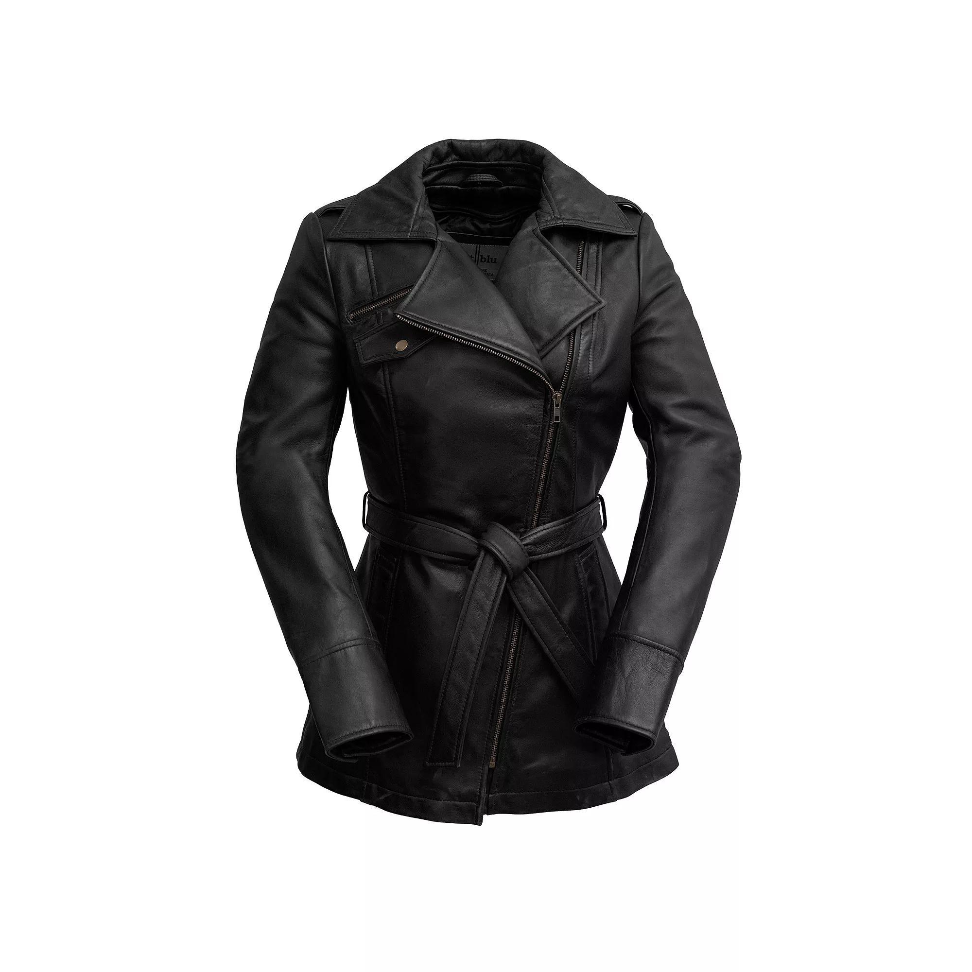 Plus Size Whet Blu Leather Trench Coat, Women's, Size: 4XL, Camel Product Image