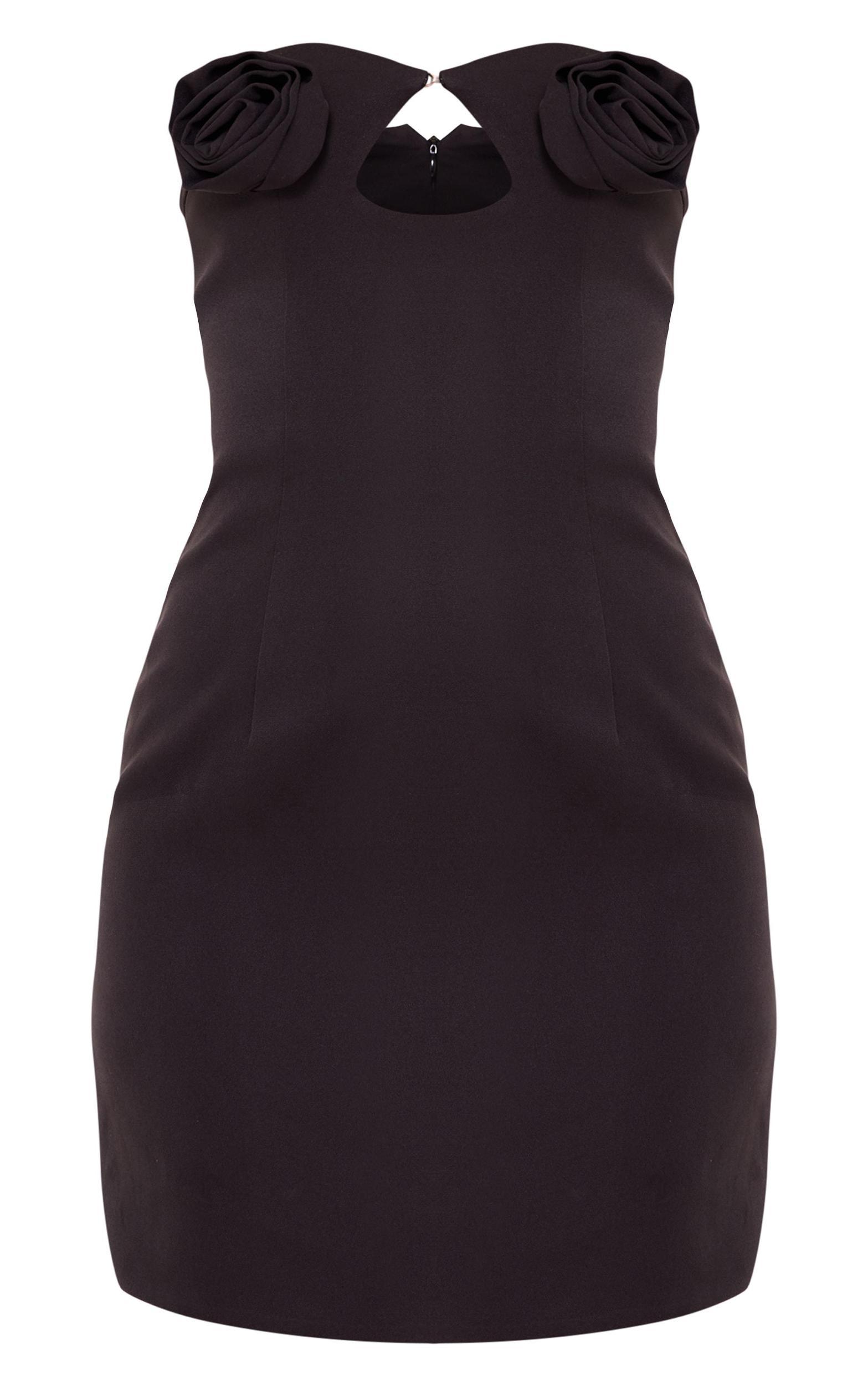 Tall Black Rose Bust Detail Mini Dress Product Image