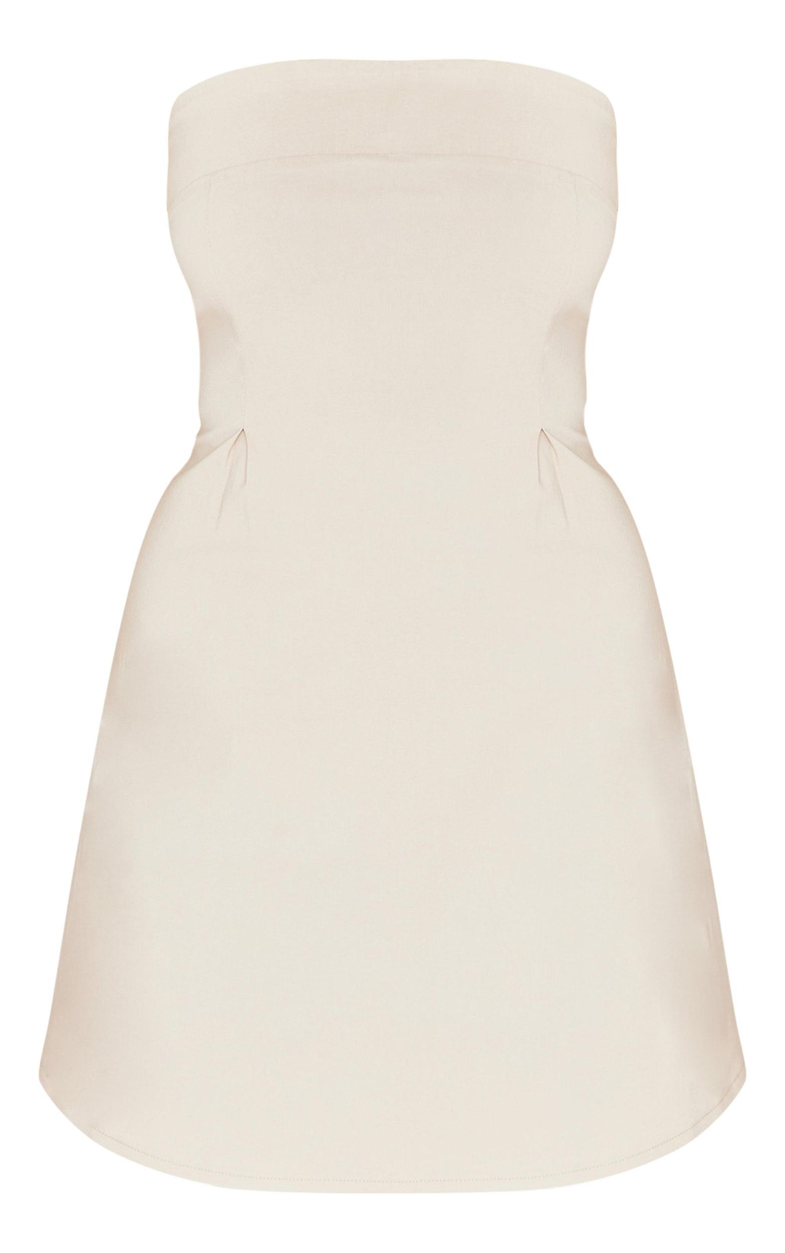 Cream Stretch Woven Bandeau Mini Shift Dress Product Image