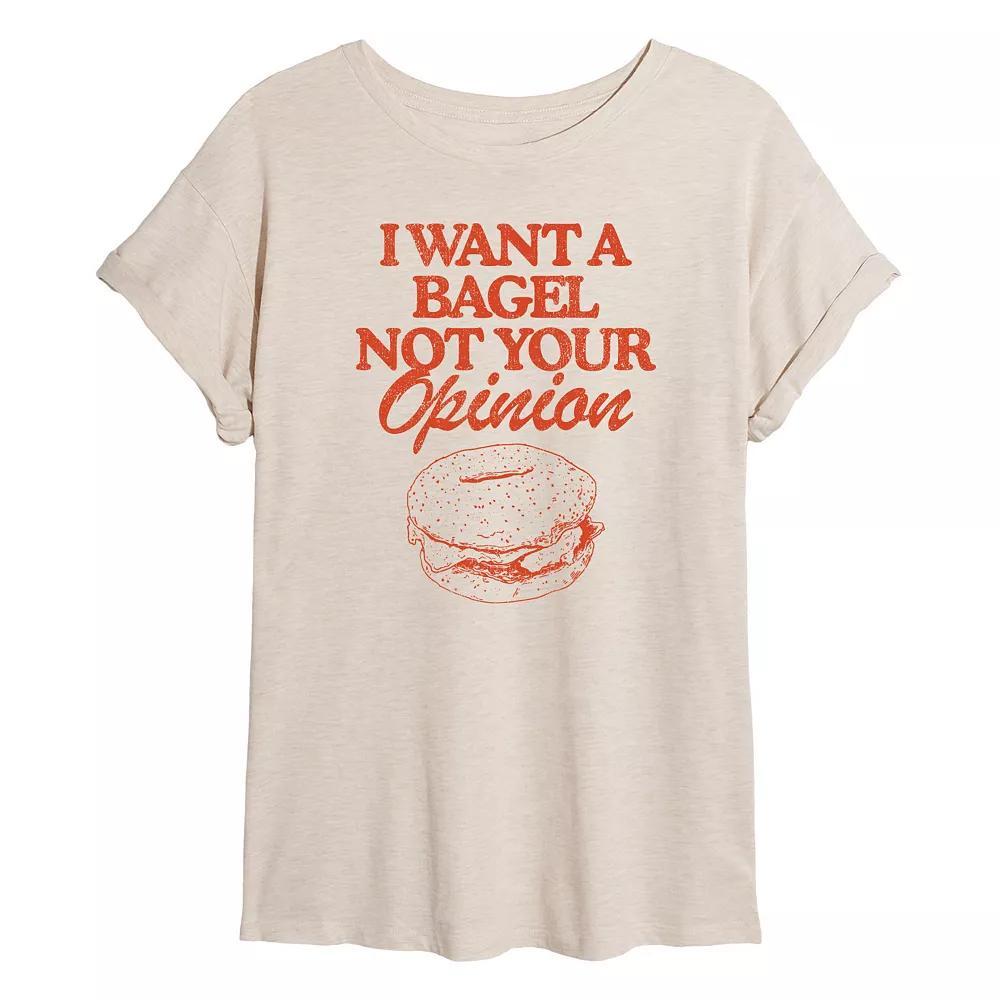 Juniors I Want A Bagel Oversized Tee, Girls Brown Product Image