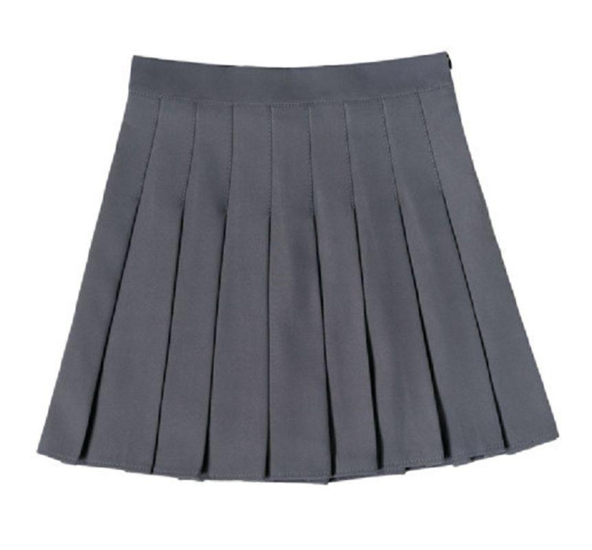 High Waist Plain Pleated Mini A-Line Skirt Product Image