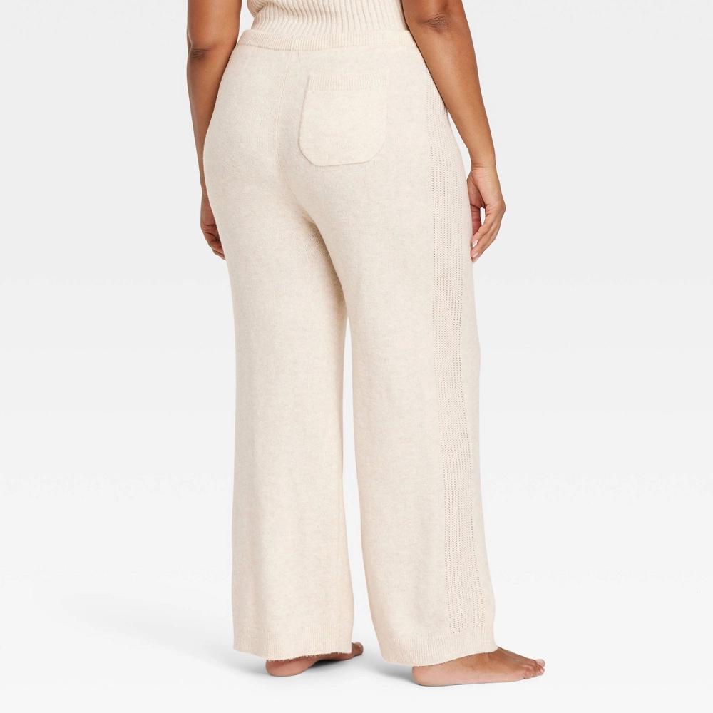 Womens Sweater Wide Leg Pajama Pants - Auden Oatmeal 4X Product Image