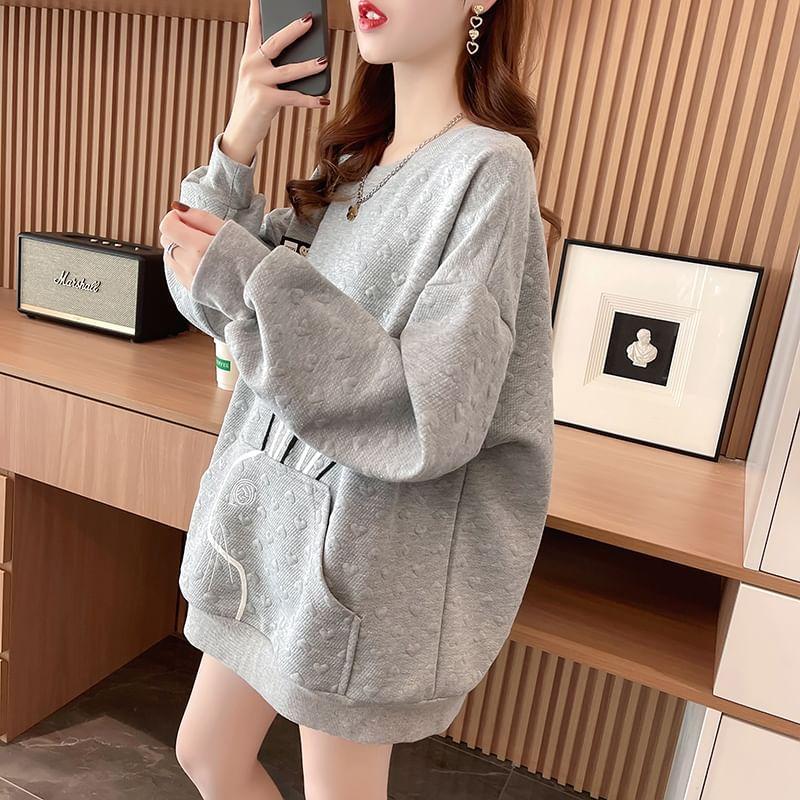 Crew Neck Rabbit Print Oversized Sweatshirt Product Image