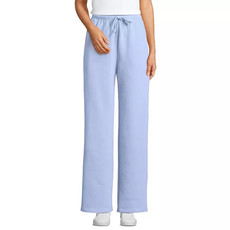 Petite Lands End Fleece High-Rise Relaxed Straight Leg Pants, Womens Product Image