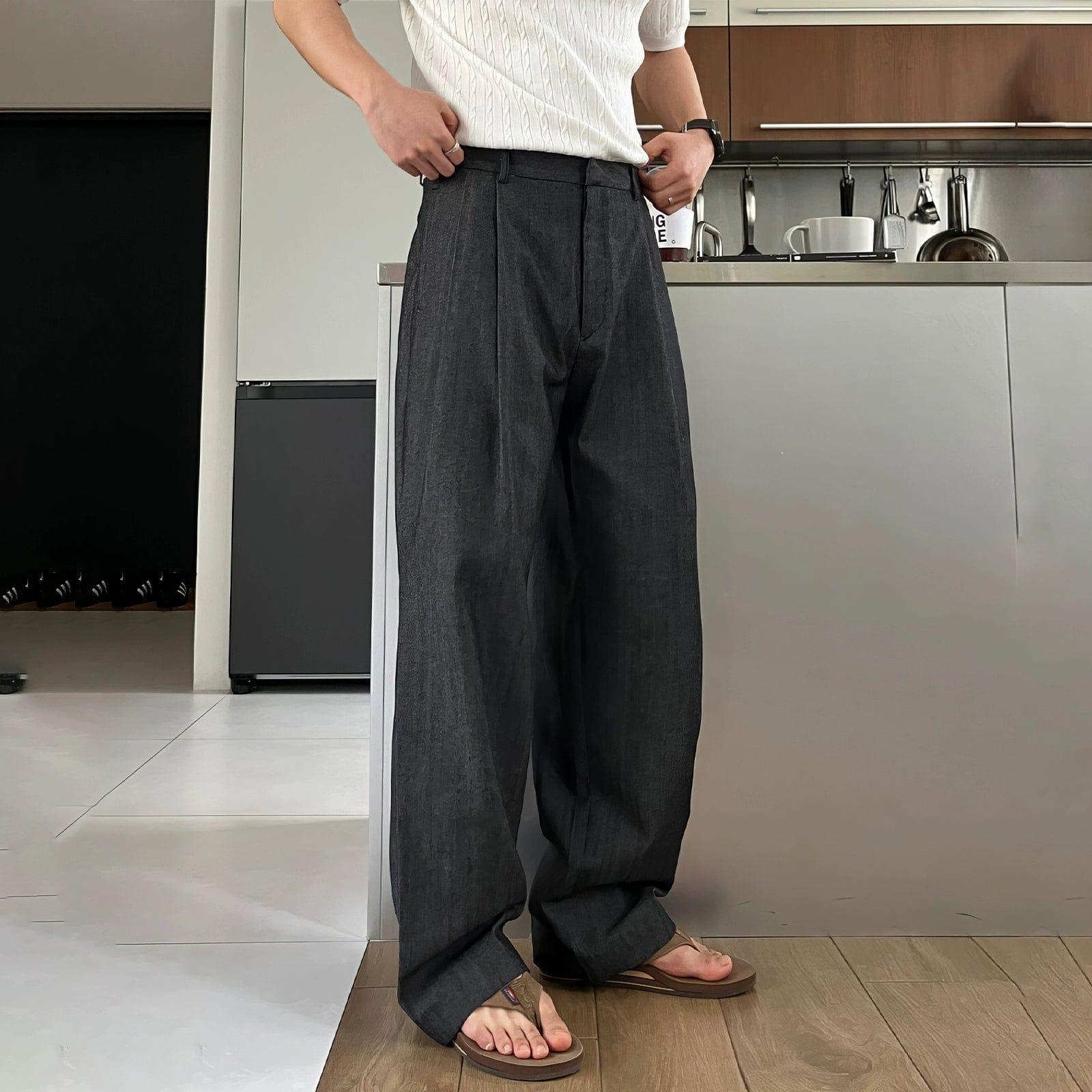RT No. 11733 FOLDED PLEATED STRAIGHT SUIT PANTS Product Image
