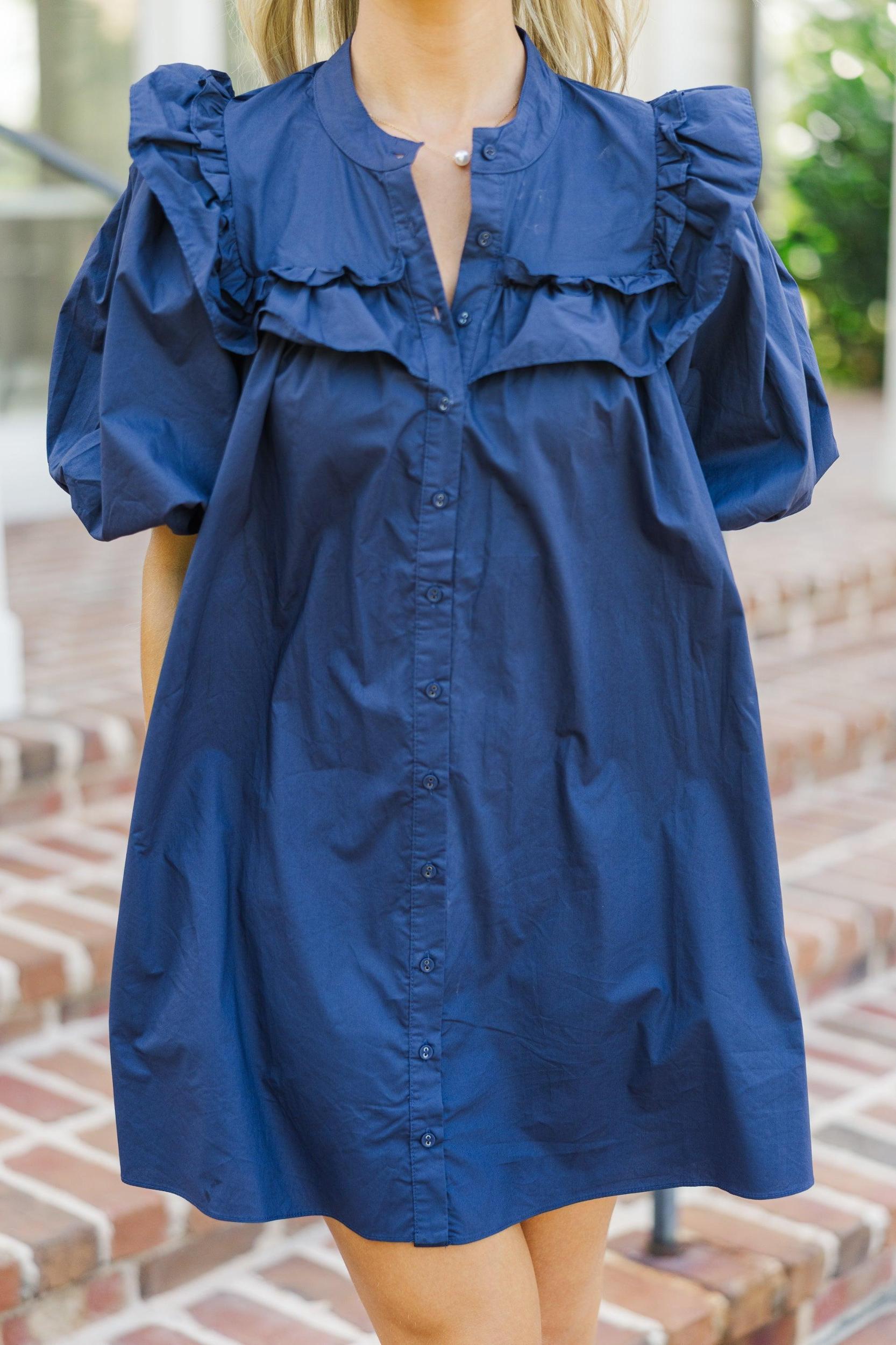 Let It All Go Navy Blue Babydoll Dress Female Product Image