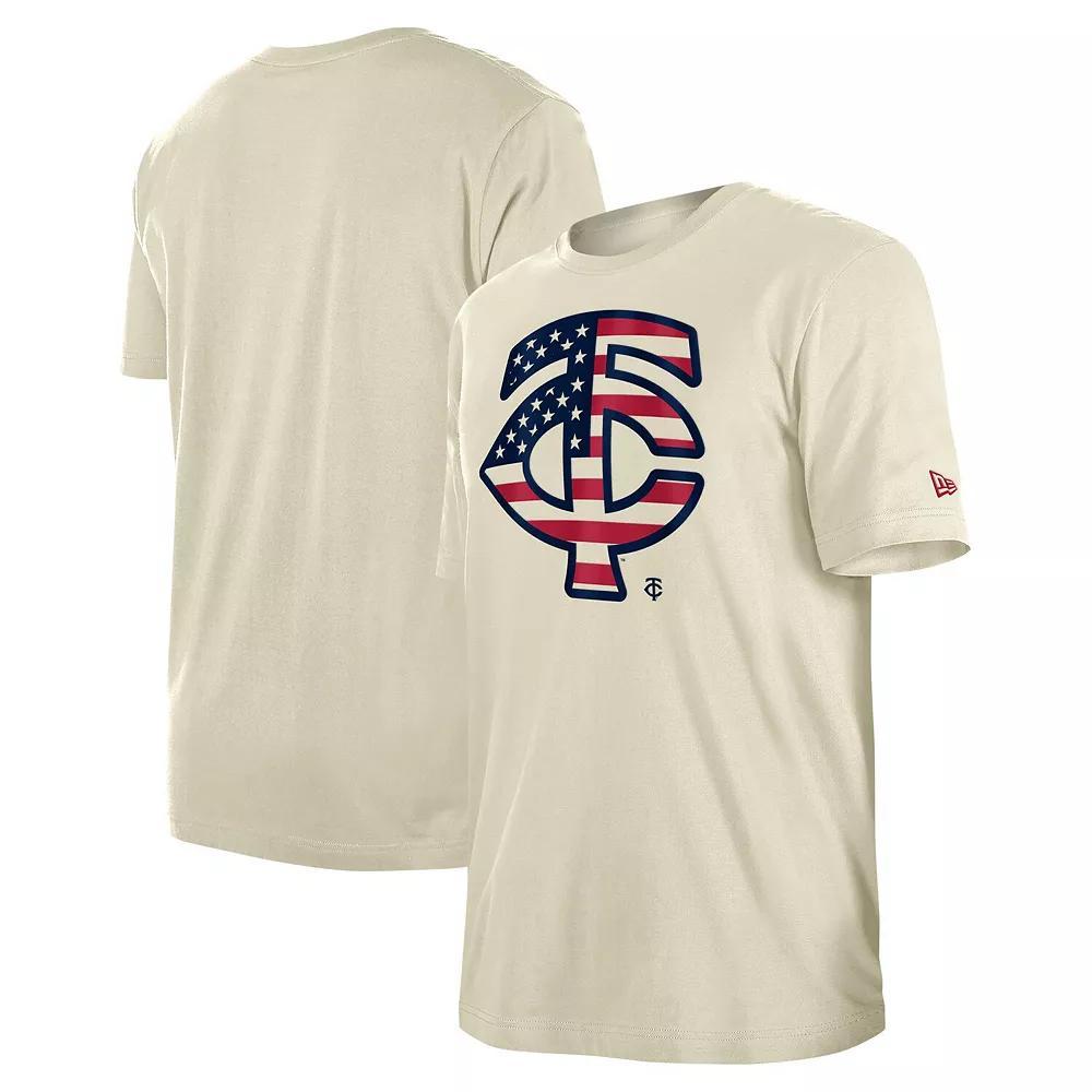 Men's New Era Cream Minnesota Twins 4th of July Flag Fill T-Shirt, Size: Small, Beige Product Image