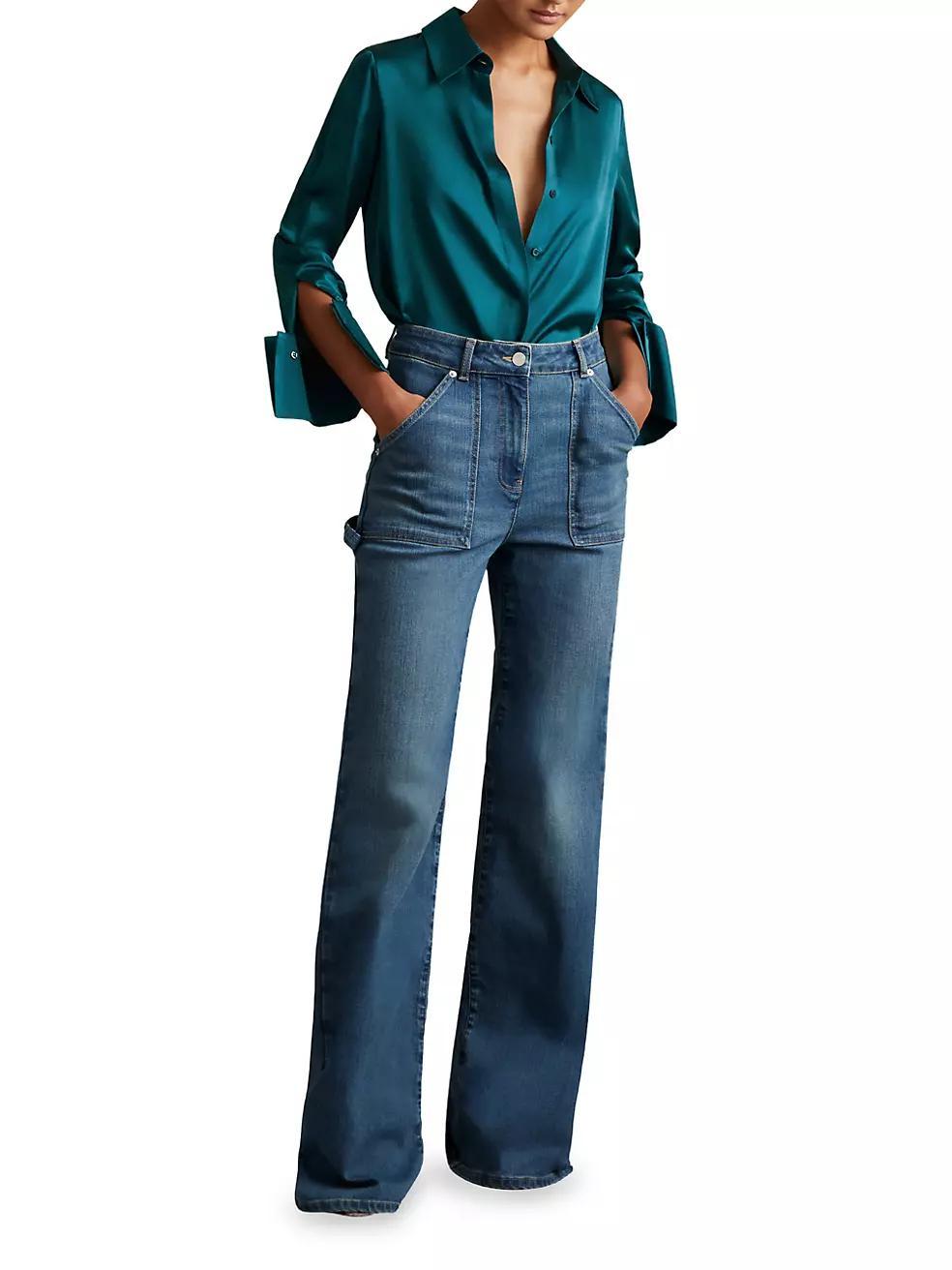 Womens Hailey Silk Button-Front Shirt Product Image