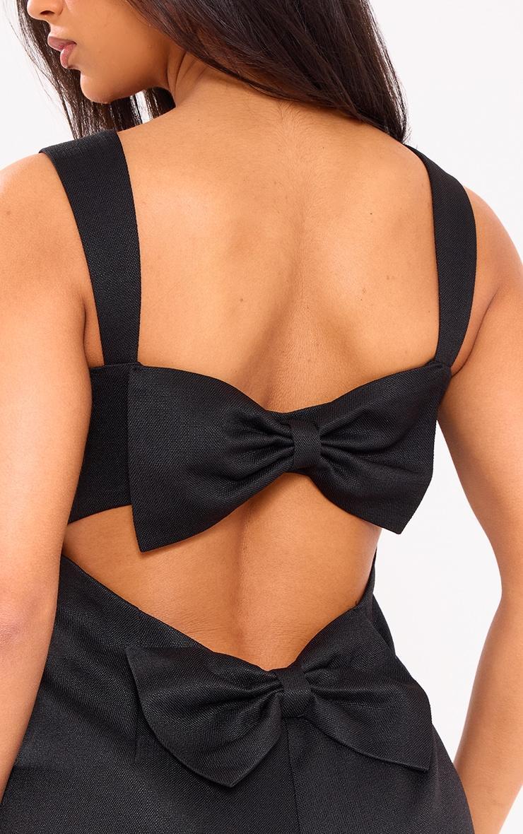 Black Woven Cut Out Bow Romper Product Image