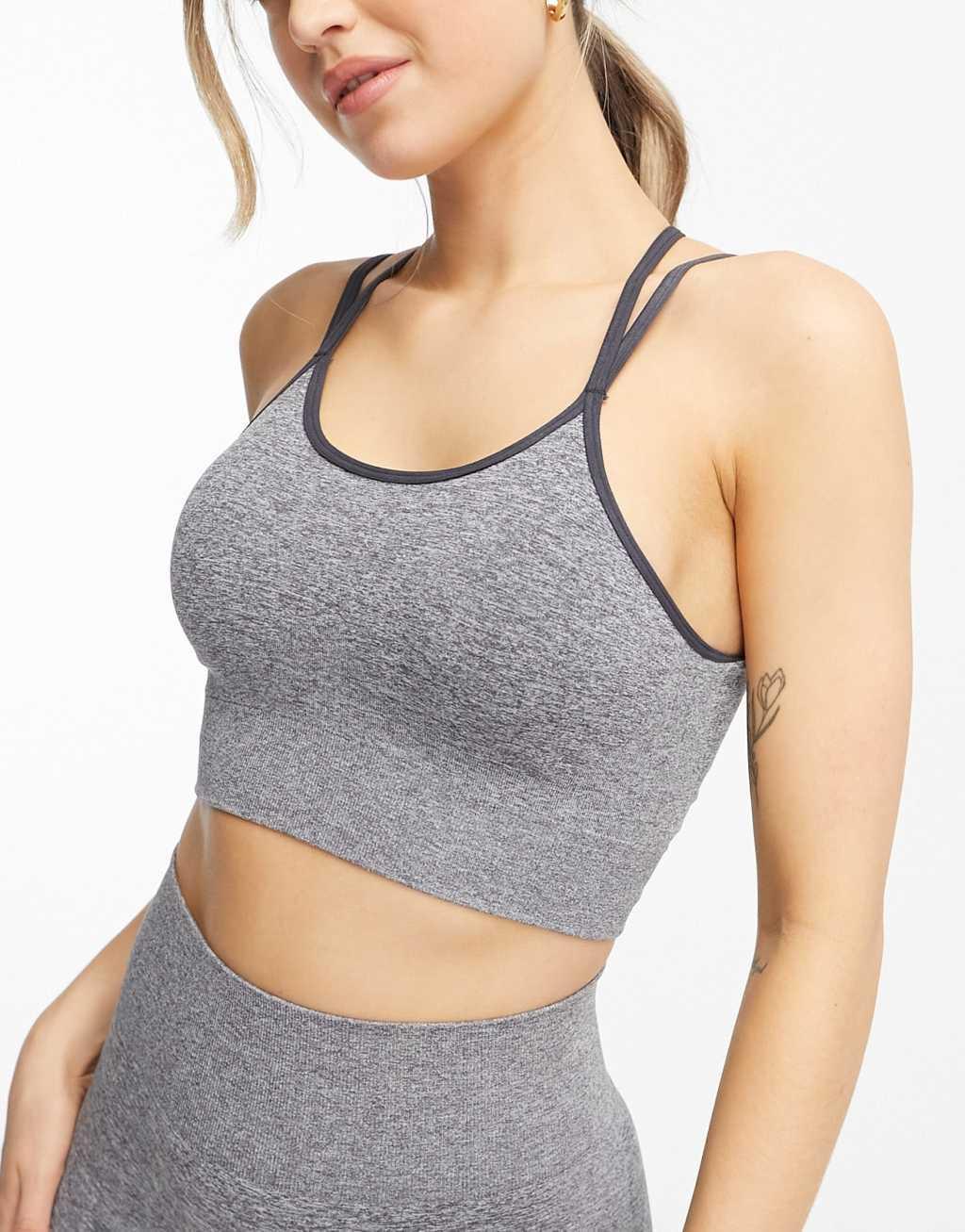 Urban Threads seamless sports bralette with strappy back Product Image