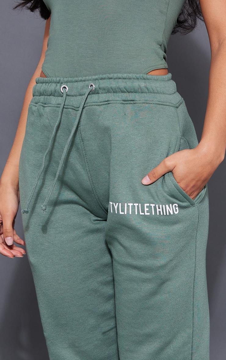 PRETTYLITTLETHING Sea Green Logo High Waisted Cuffed Sweatpant Product Image