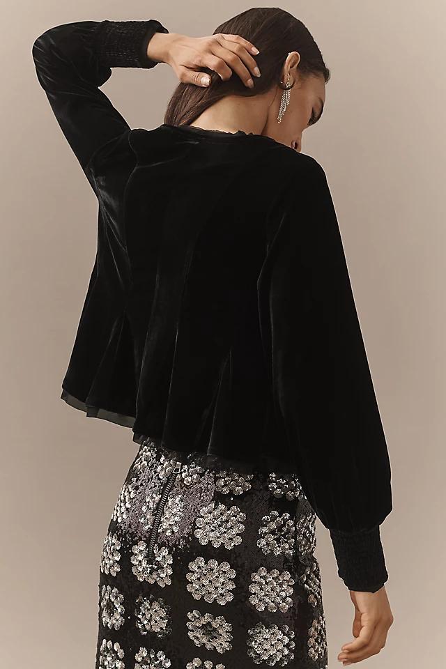 By Anthropologie Swing Velvet Peasant Top Product Image