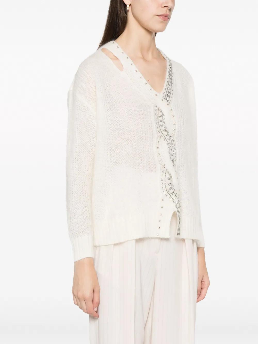 sequin-embellished V-neck jumper Product Image