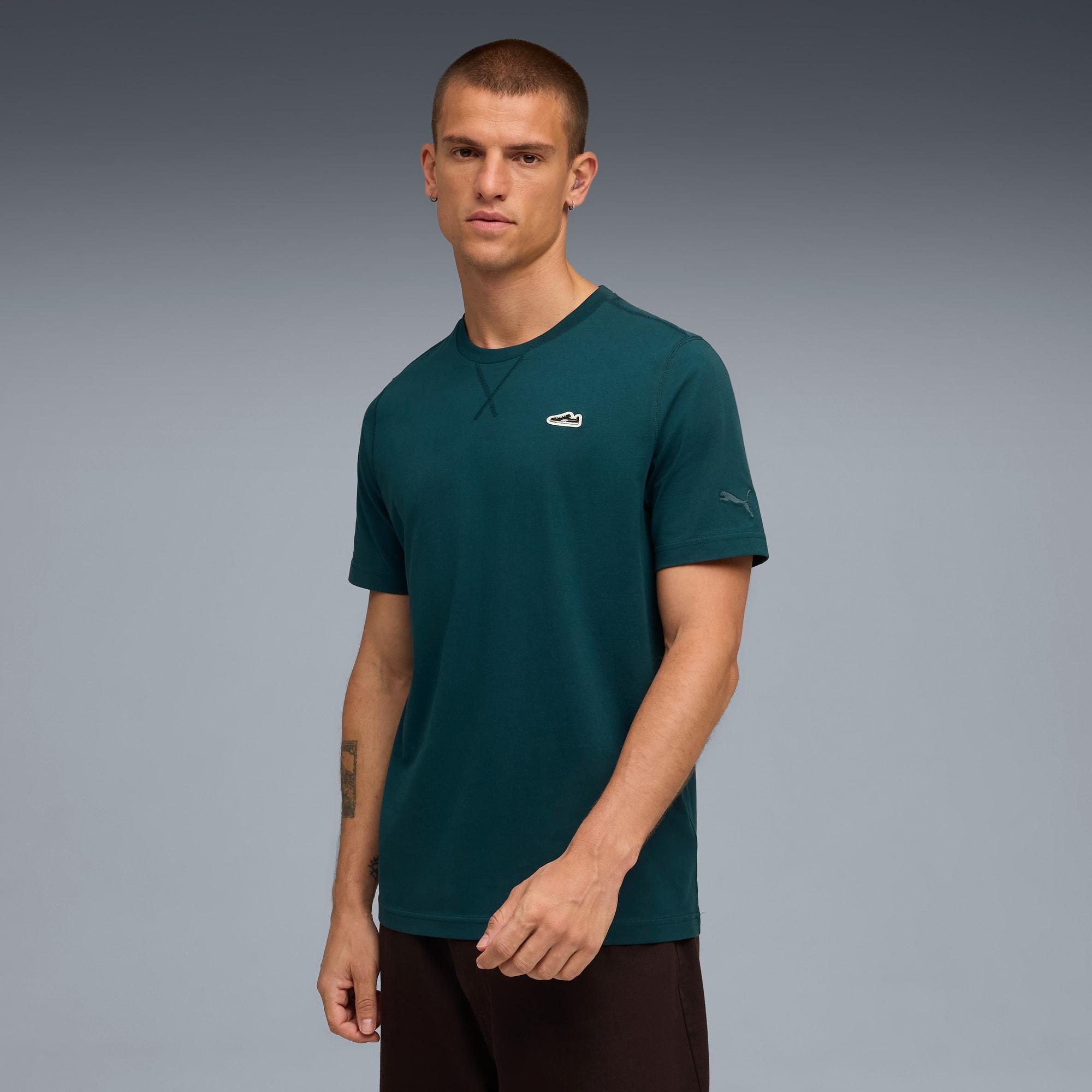 WARDROBE ESSENTIALS Suede Logo Men's Tee Product Image
