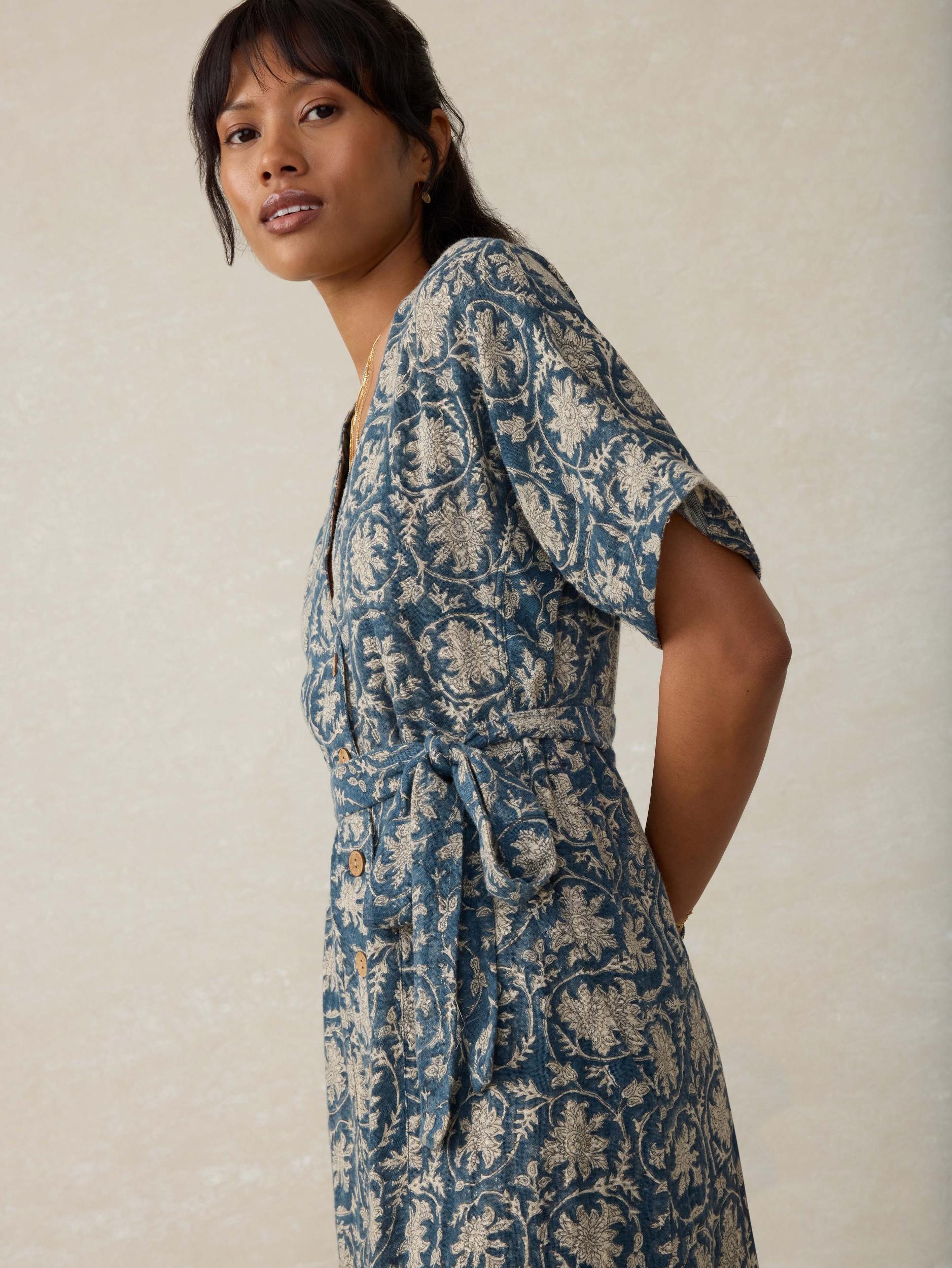 Dune Cotton Gauze Camille Midi Dress - Tranquil Tides Print Female Product Image