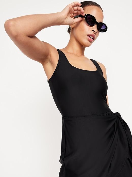 Matte Side-Tie Swim Dress Product Image