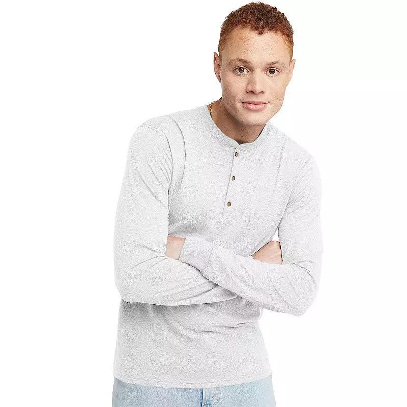 Men's Hanes Originals Tri-Blend Henley, Size: Medium, Eco White Product Image