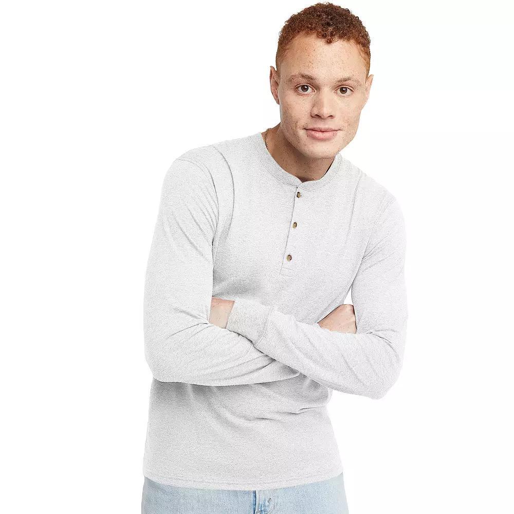 Men's Hanes Originals Tri-Blend Henley, Size: Medium, Eco White Product Image