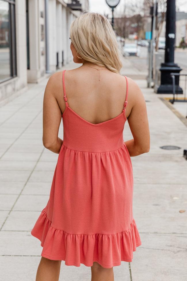 Spin You Around Coral Solid Casual Dress SALE Product Image