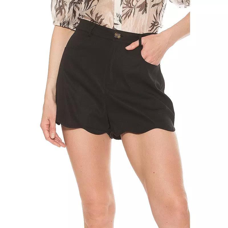 Women's ALEXIA ADMOR Alice Scalloped Shorts, Size: 6, Ivory Product Image