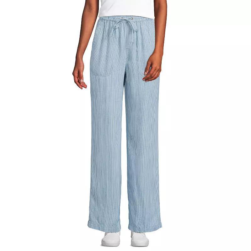 Petite Lands End Tencel High Rise Wide Leg Pants, Womens Washed Green Product Image