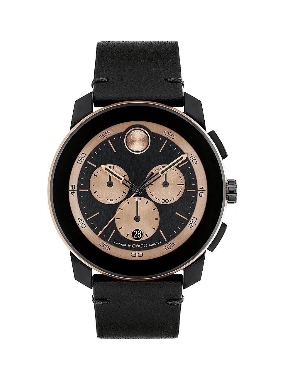 Men's Movado BoldÂ® Tr90 Black Strap Watch with Bronze-Tone Dial and Date Window (Model: 3601114) Product Image
