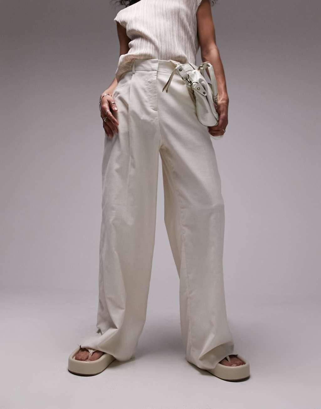 Topshop linen-blend wide leg pants Product Image