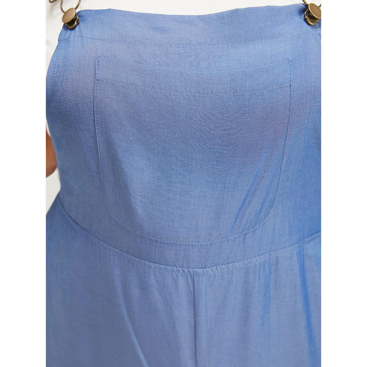 Plus Size Stone Solid Patched Pocket Gathered Overall Jumpsuit Women Casual Sleeveless Spaghetti Strap Dailywear Loose Jumpsuits BloomChic 10/M Product Image
