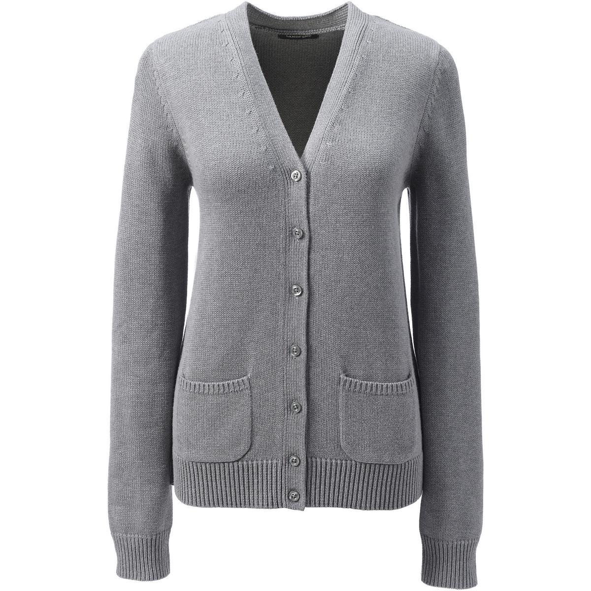 Women's Lands' End School Uniform Button Front V-Neck Cardigan Sweater, Size: Medium, Red Product Image