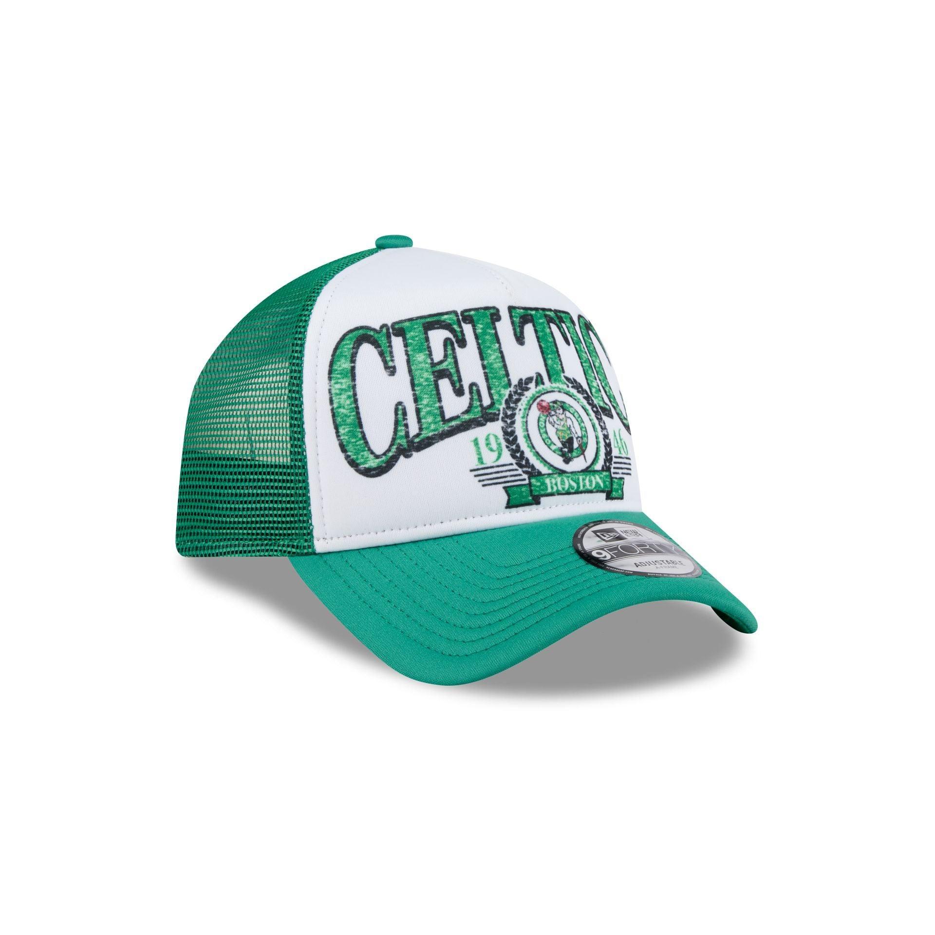 Boston Celtics Distressed 9FORTY A-Frame Trucker Hat Male Product Image