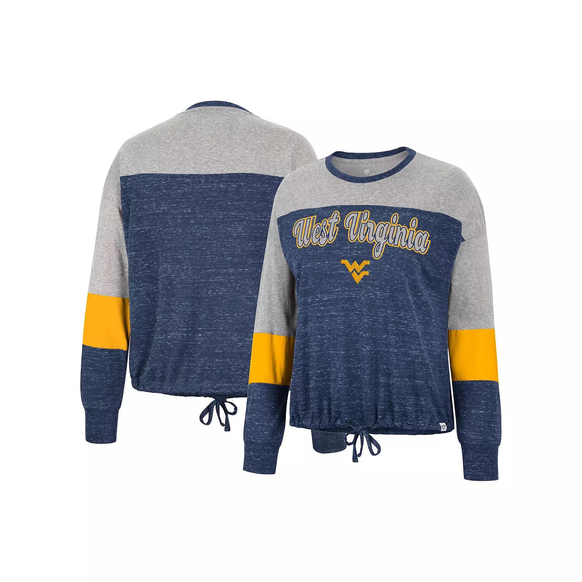 Womens Colosseum West Virginia Mountaineers Joanna Tie Front Long Sleeve T-Shirt Blue Product Image