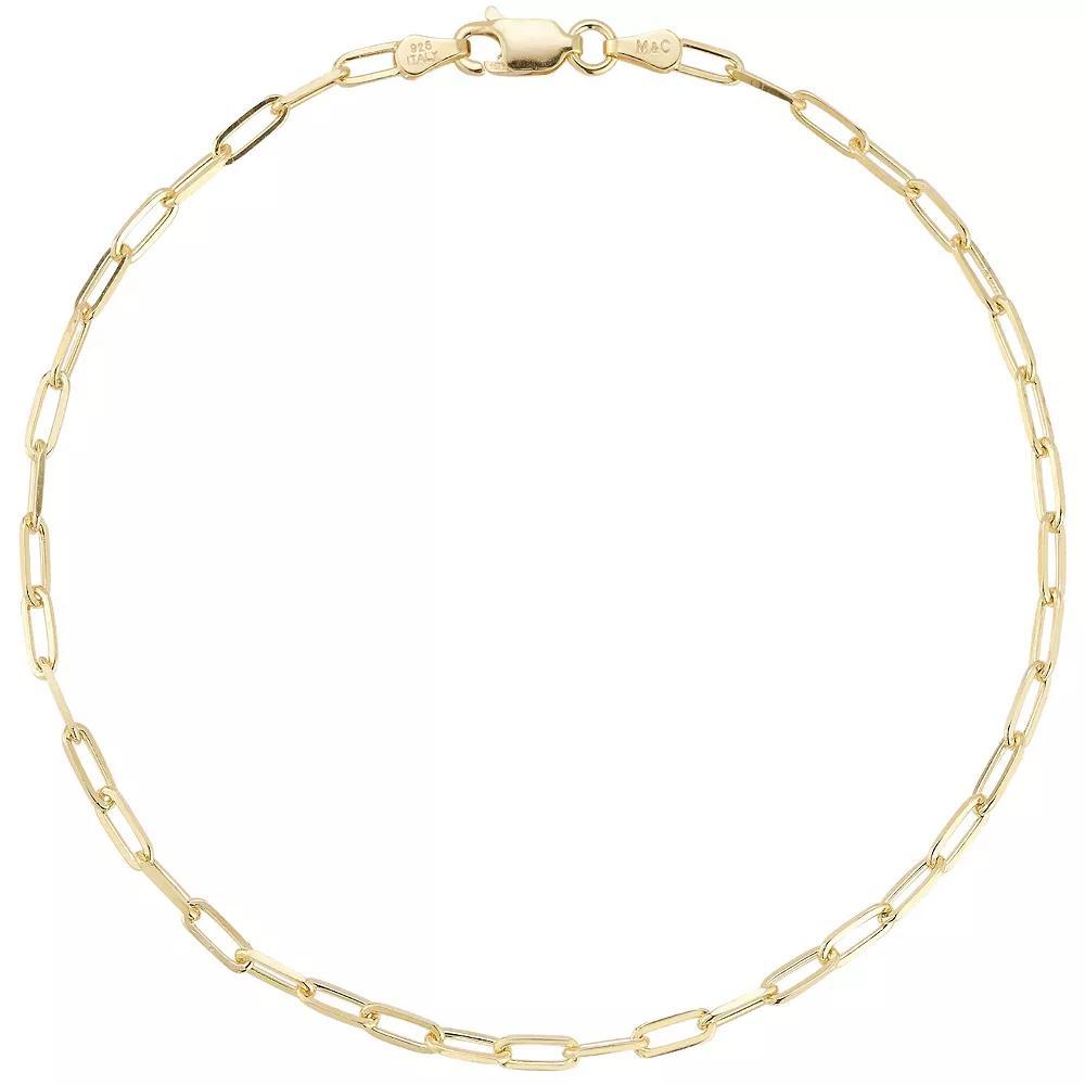 Sunkissed Sterling Paper Clip Anklet, Women's, Size: 9", Gold Tone Product Image