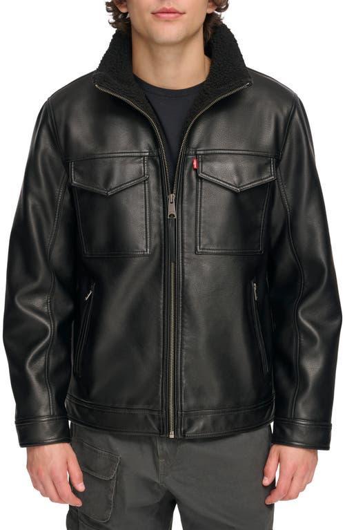 Men's Levi's® Faux Leather Sherpa-Lined Trucker Jacket, Size: XL, Light Brown Product Image