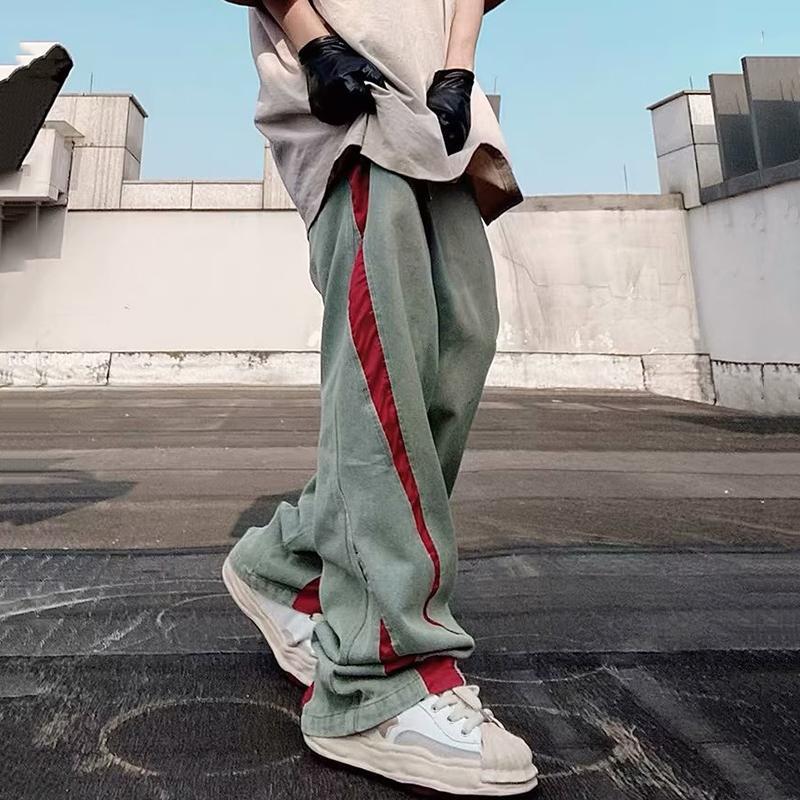 Men's Street Hip Hop Patchwork Micro Flare Jeans Product Image