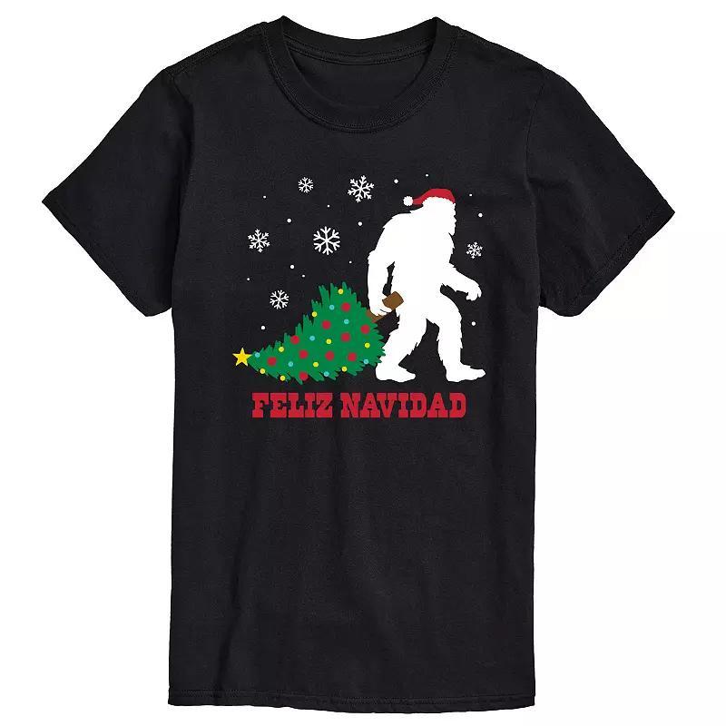 Mens Sasquatch Feliz Navidad Christmas Tree Product Image