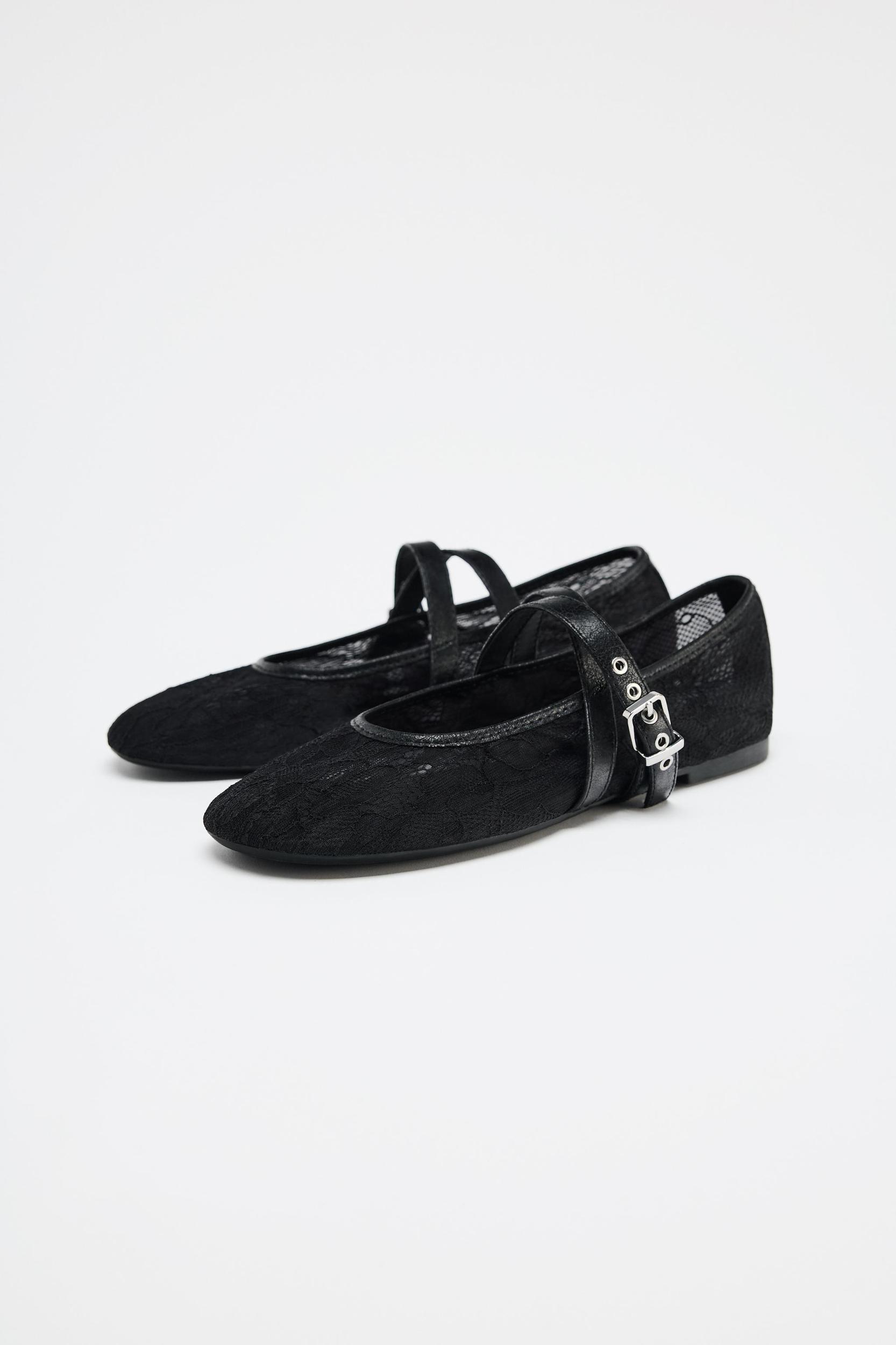 DOUBLE STRAP LACE BALLET FLATS Product Image