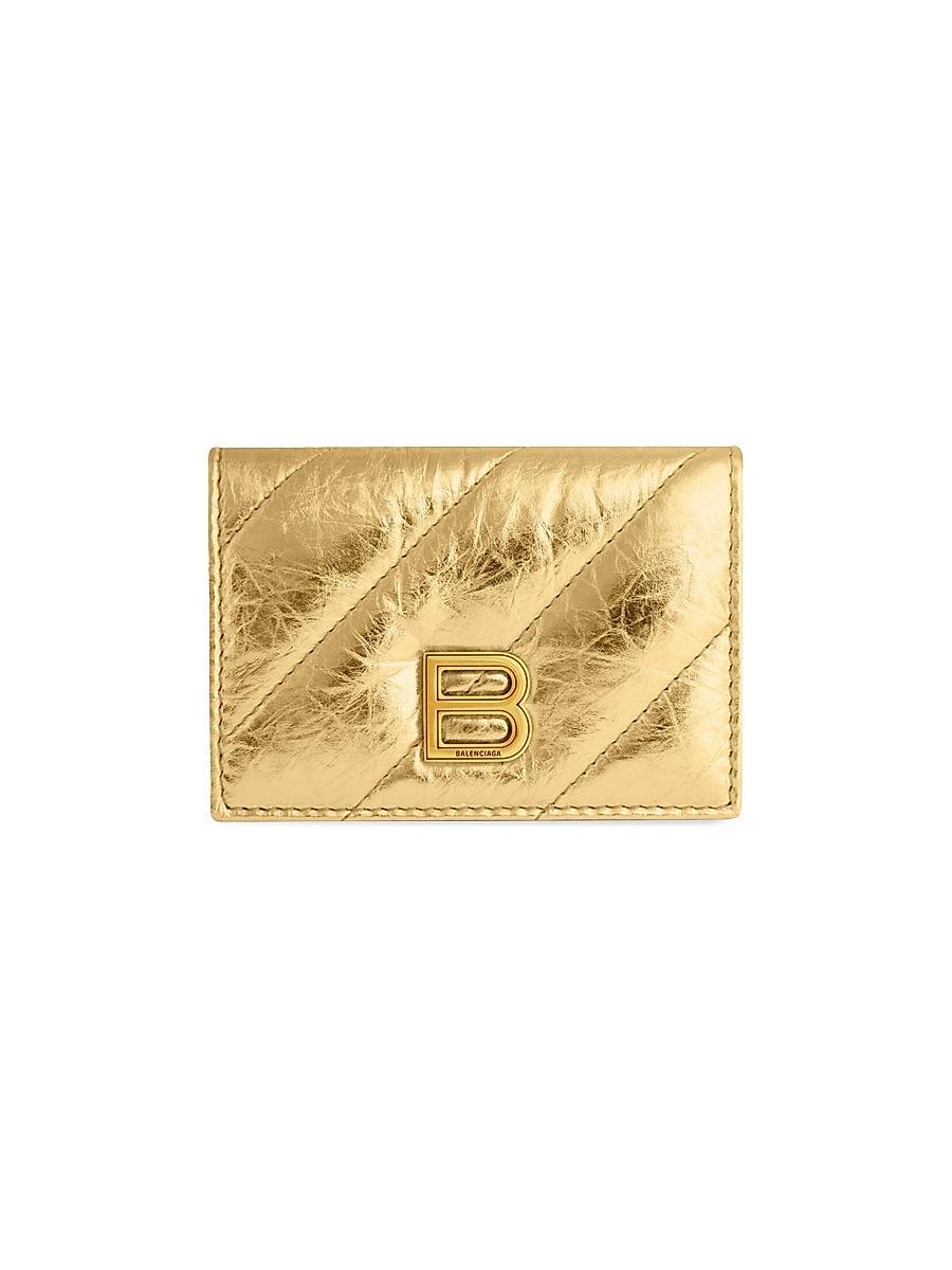 Womens Crush Flap Coin And Card Holder Metallized Quilted Product Image