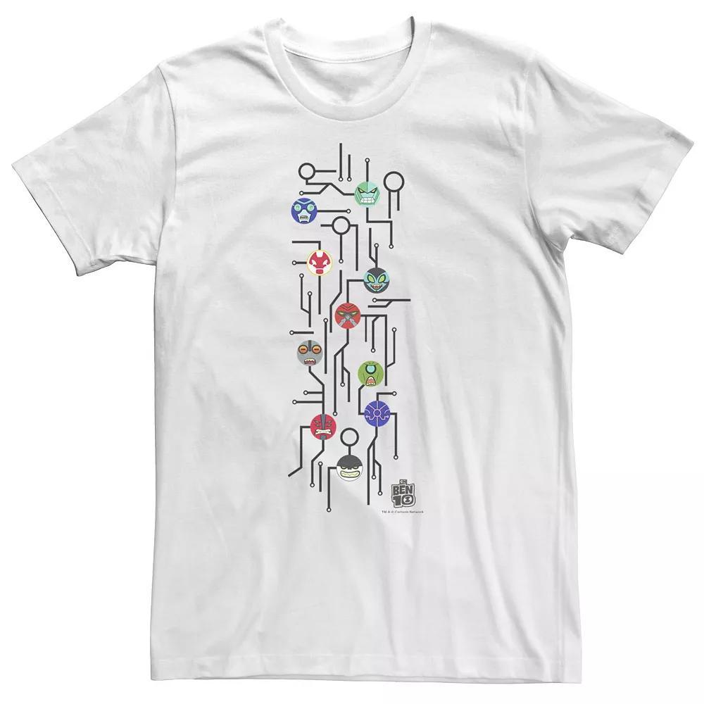 Big & Tall Cartoon Network Ben 10 Alien Icons Map Tee, Men's, Size: 5XL, White Product Image
