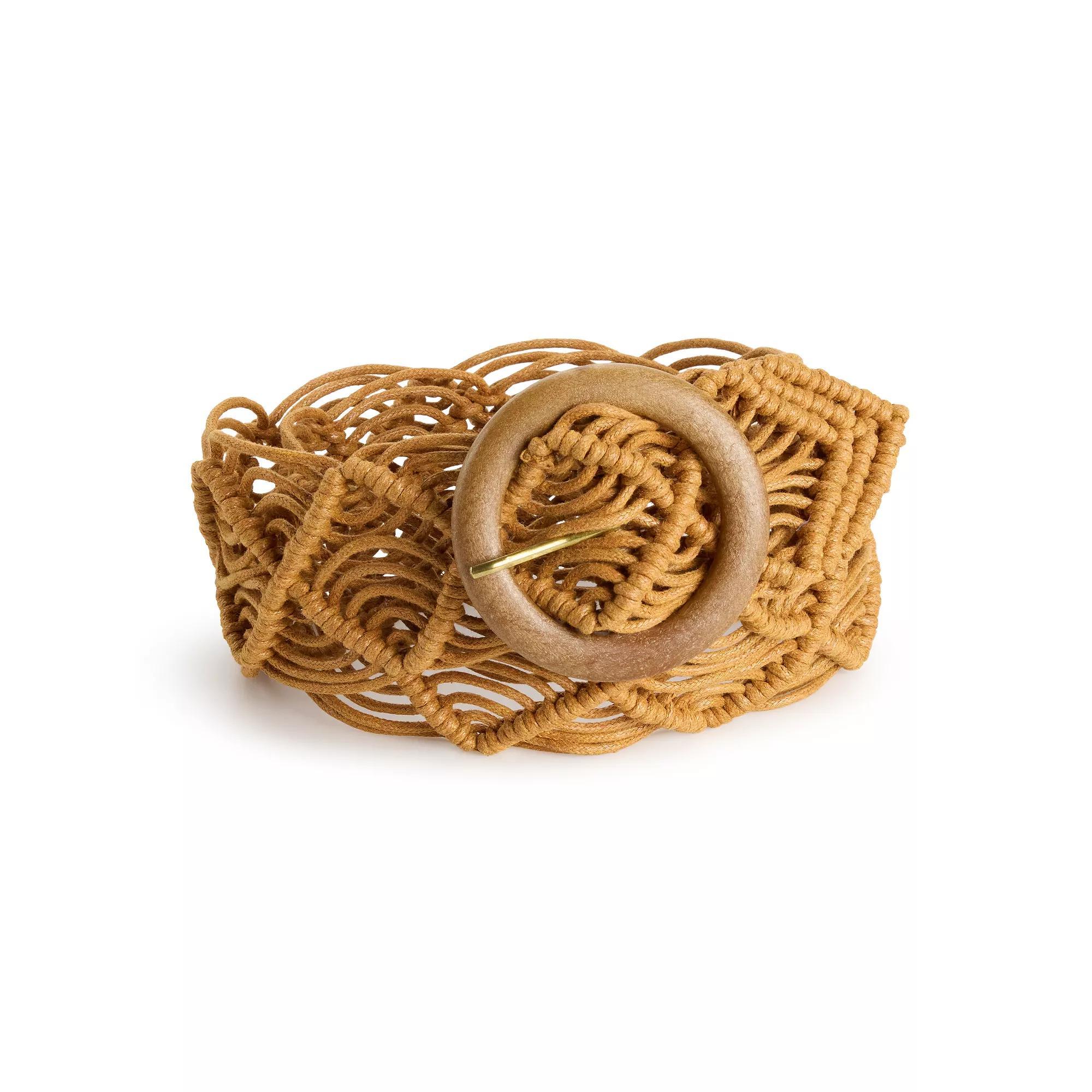 Women's Sonoma Goods For Life® 50MM Macrame Belt with Round Center Bar Buckle, Size: Small, Toast Product Image
