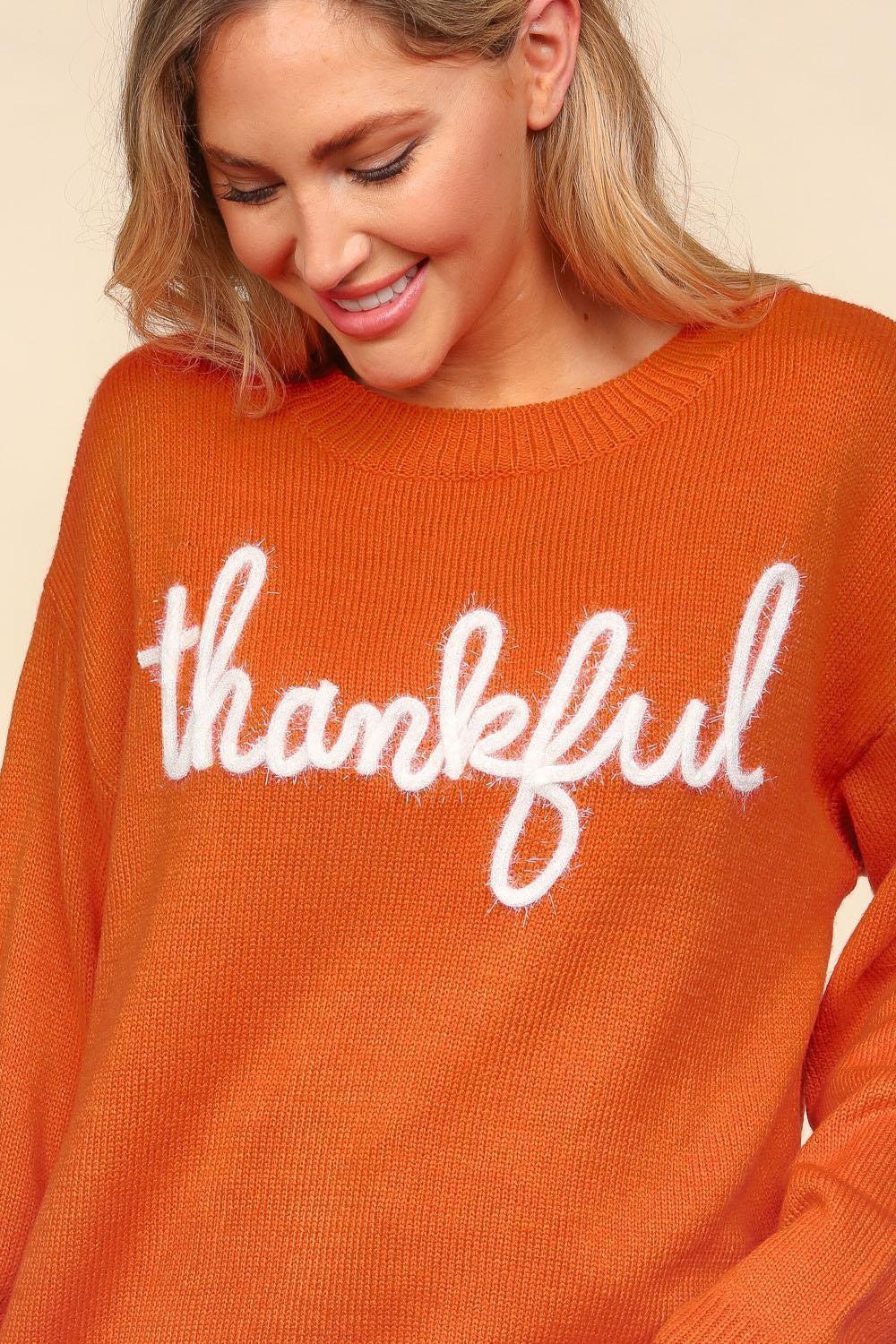 Haptics Full Size Metallic Glitter Embroidery Sweater Product Image