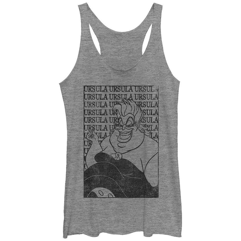 Disney Villains The Little Mermaid Ursula Name Stack Background Juniors' Tri-Blend Racerback Tank Top, Girl's, Size: XS, Gray Grey Product Image