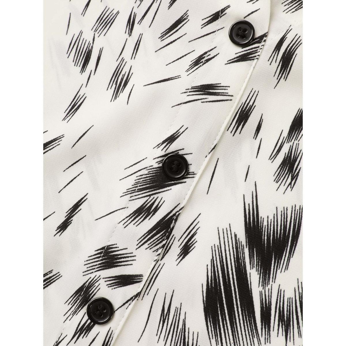 Plus Size Ivory Zebra Print Tab Sleeve Shirt Collar Blouse Women Elbow-length sleeve Shirt collar Work Blouses BloomChic 12/L Product Image