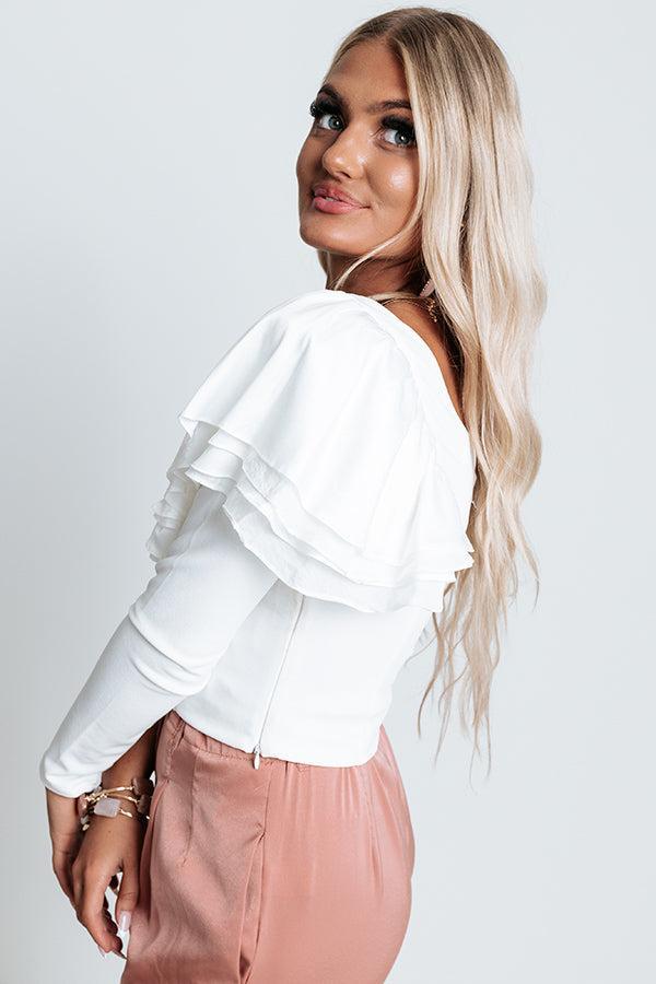 London Proper One Shoulder Top In Ivory Product Image