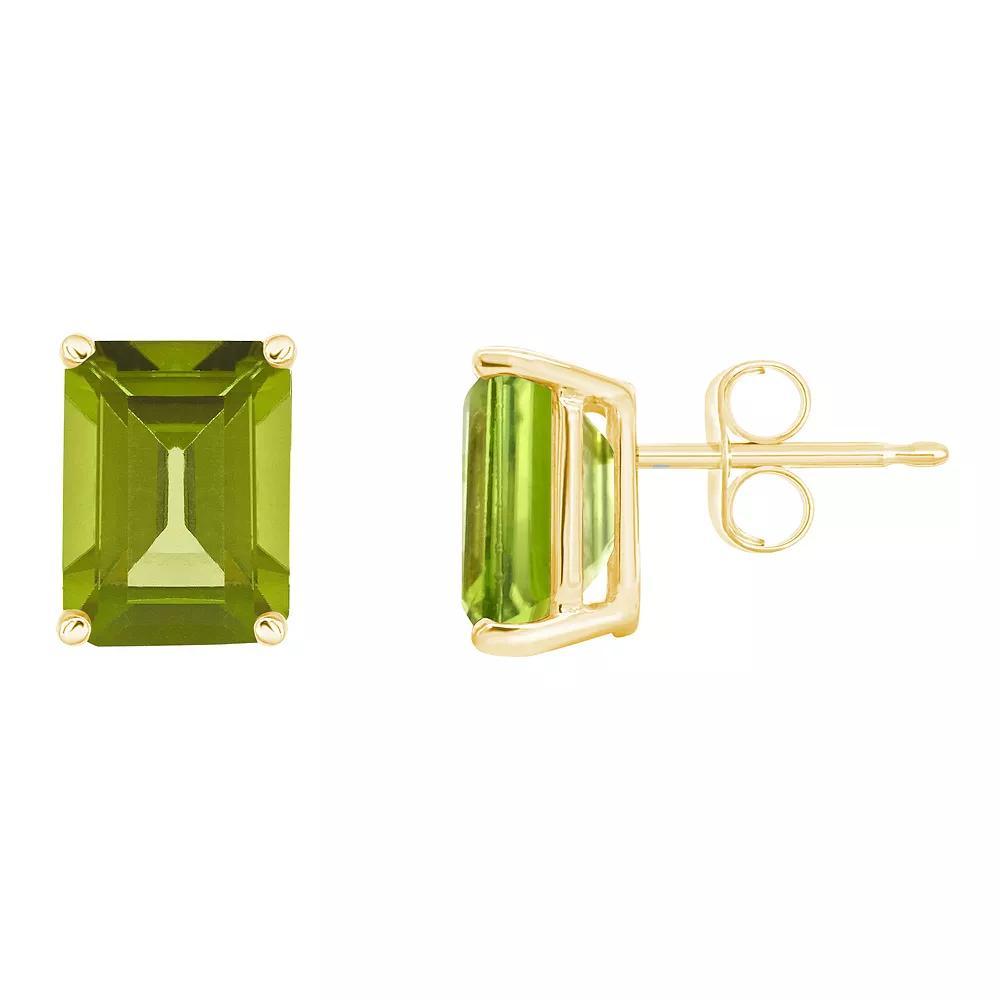Celebration Gems 14k Gold Emerald Cut Garnet Stud Earrings, Women's Product Image