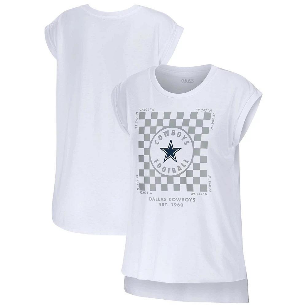 Women's WEAR by Erin Andrews White Dallas Cowboys Checker Muscle Tank Top, Size: Large Product Image