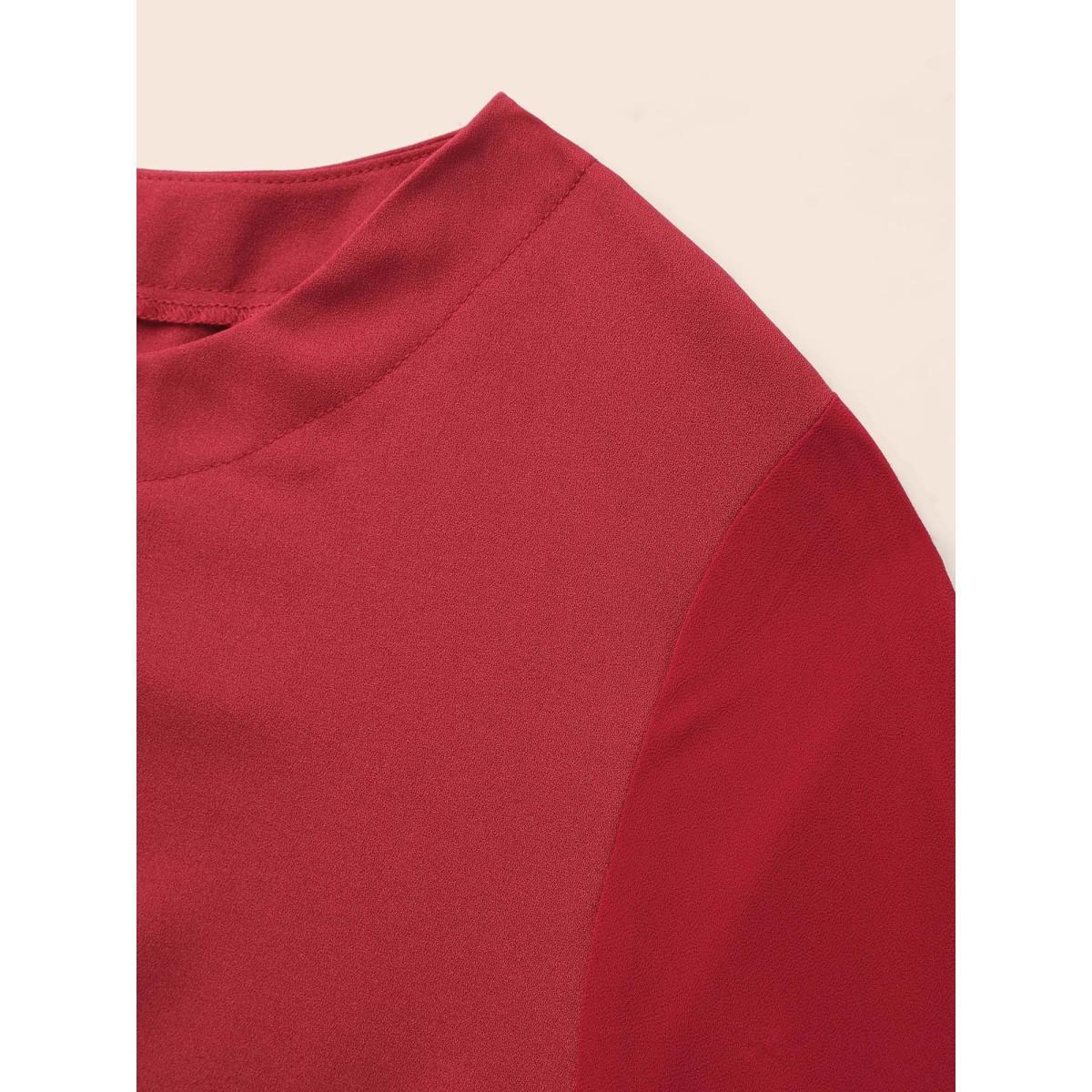 Plus Size Scarlet Metal Chain Detail Lantern Sleeve Blouse Women Elegant Long Sleeve V-neck Everyday Blouses BloomChic 18-20/2X Product Image