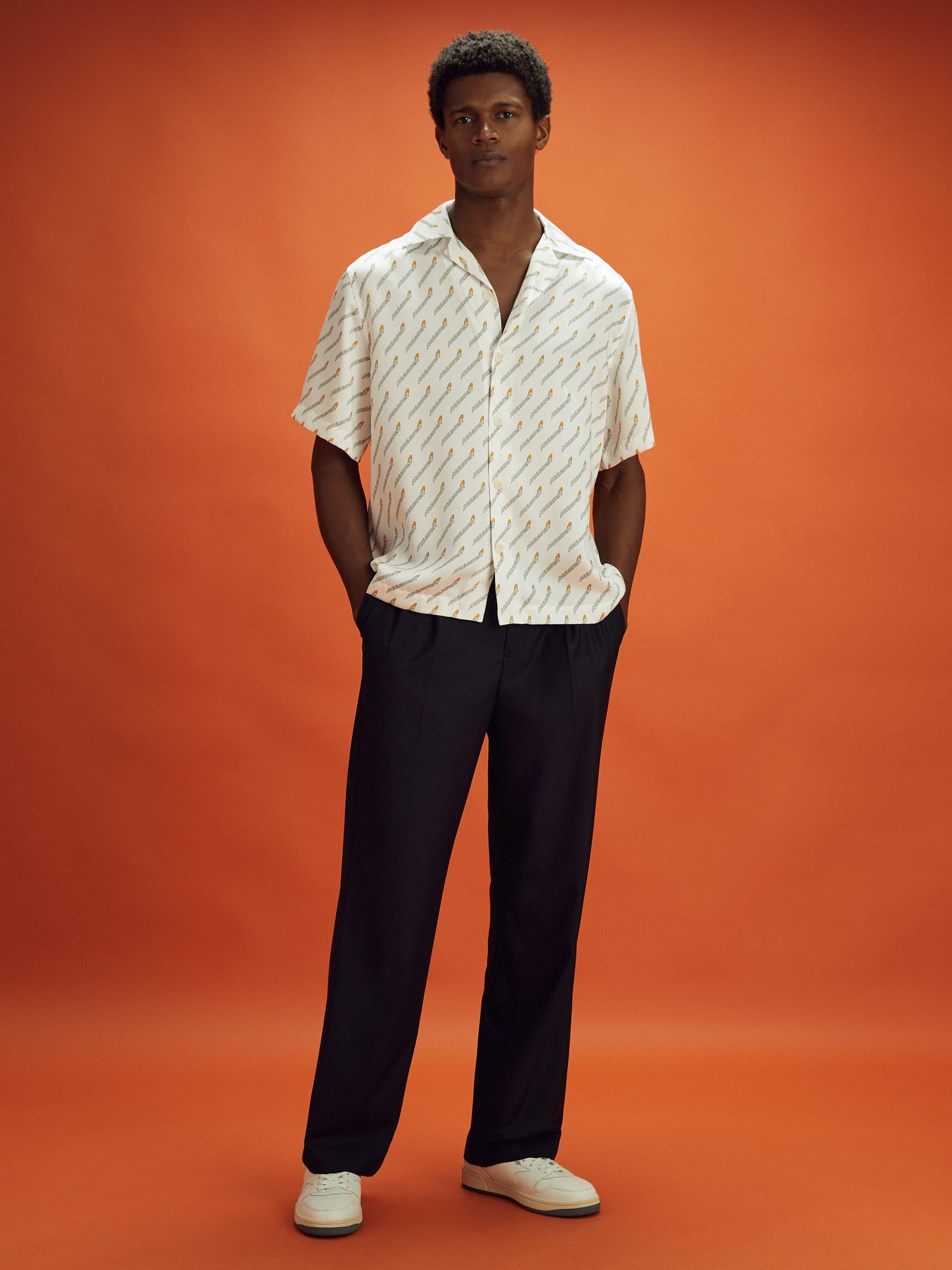 McLaren F1 Monte Carlo Exclusive Cuban Collar Shirt in White Multi Product Image