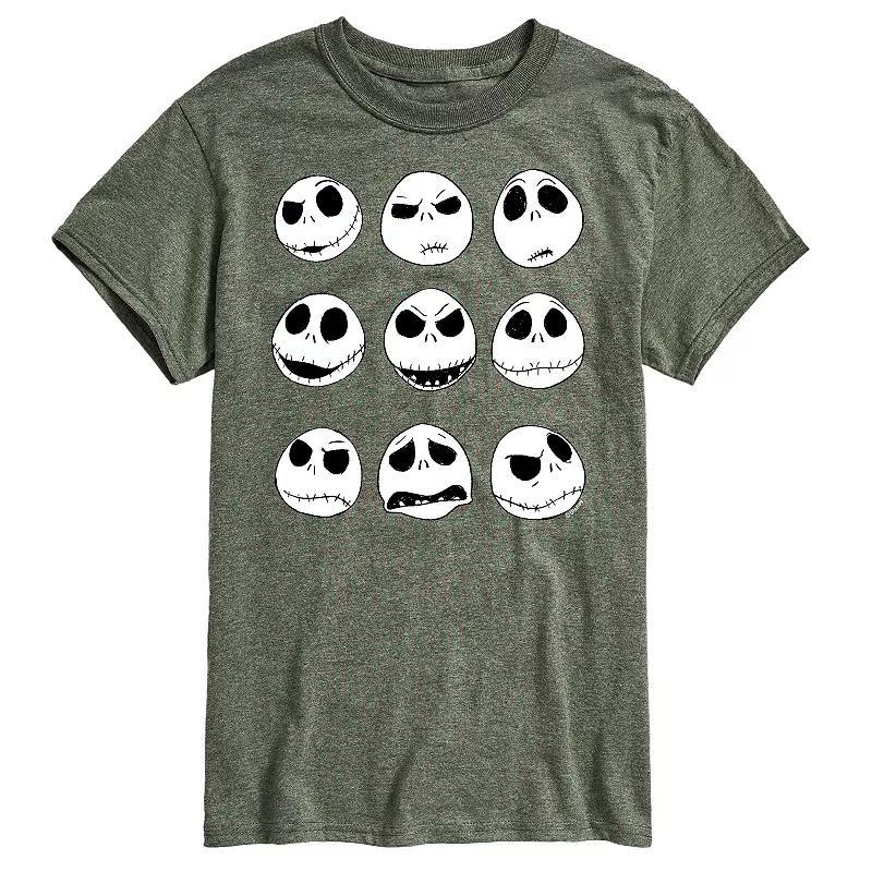 Disneys The Nightmare Before Christmas Jack Skellington Mens Grid Graphic Tee Grey Military Green Product Image